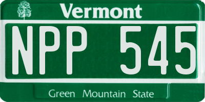 VT license plate NPP545