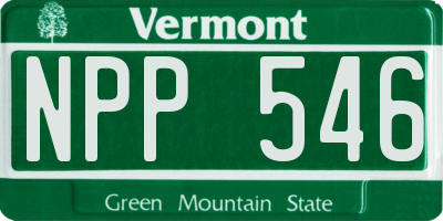 VT license plate NPP546