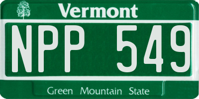 VT license plate NPP549