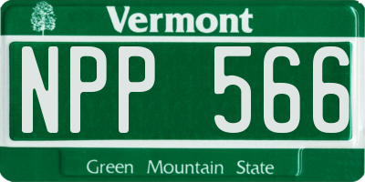 VT license plate NPP566