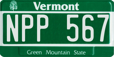 VT license plate NPP567
