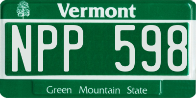 VT license plate NPP598