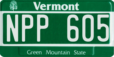 VT license plate NPP605