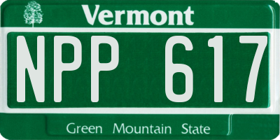 VT license plate NPP617