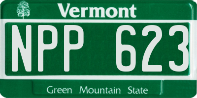 VT license plate NPP623