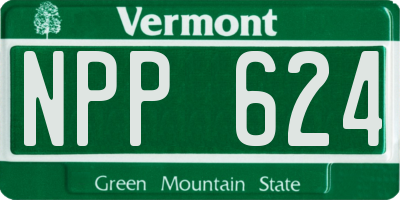 VT license plate NPP624