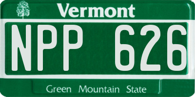 VT license plate NPP626