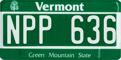 VT license plate NPP636