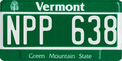 VT license plate NPP638