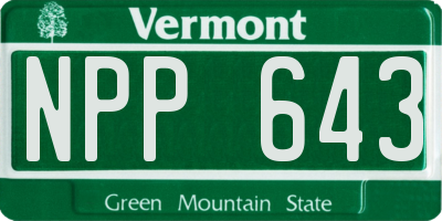 VT license plate NPP643