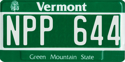 VT license plate NPP644