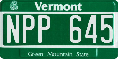 VT license plate NPP645