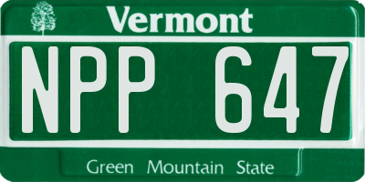 VT license plate NPP647