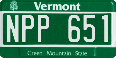 VT license plate NPP651