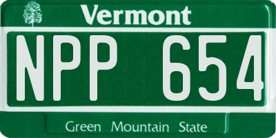 VT license plate NPP654