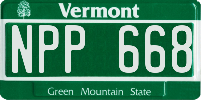 VT license plate NPP668
