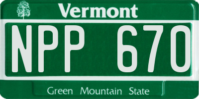 VT license plate NPP670