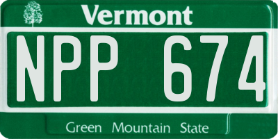 VT license plate NPP674