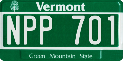 VT license plate NPP701