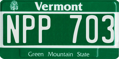 VT license plate NPP703