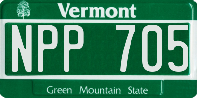 VT license plate NPP705