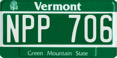 VT license plate NPP706