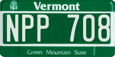 VT license plate NPP708