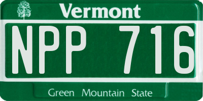 VT license plate NPP716