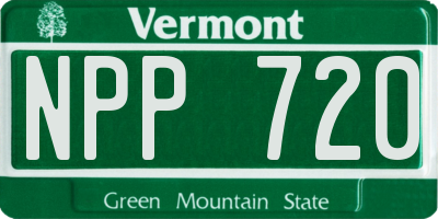 VT license plate NPP720