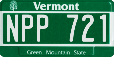 VT license plate NPP721
