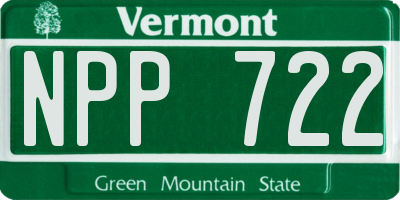 VT license plate NPP722