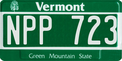 VT license plate NPP723