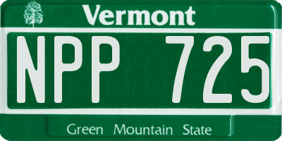 VT license plate NPP725