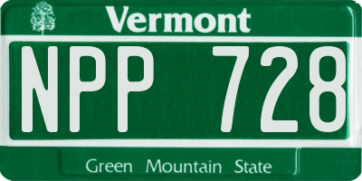 VT license plate NPP728