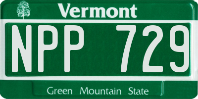 VT license plate NPP729