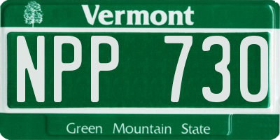 VT license plate NPP730