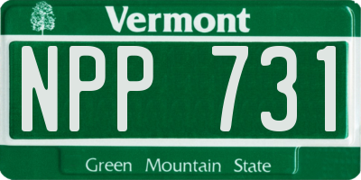 VT license plate NPP731