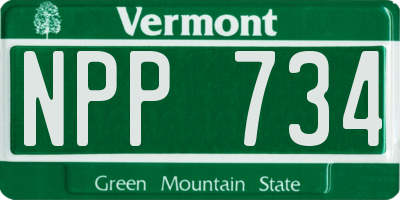 VT license plate NPP734