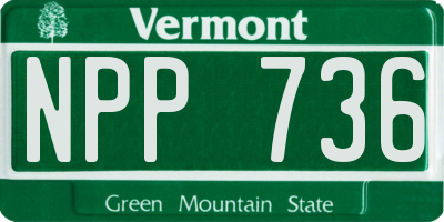 VT license plate NPP736