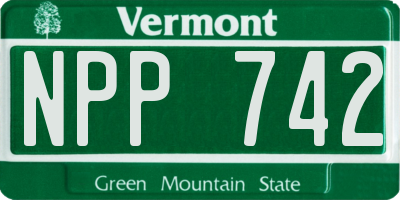 VT license plate NPP742