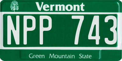 VT license plate NPP743