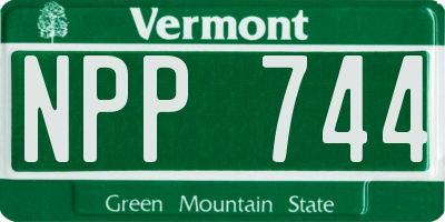 VT license plate NPP744