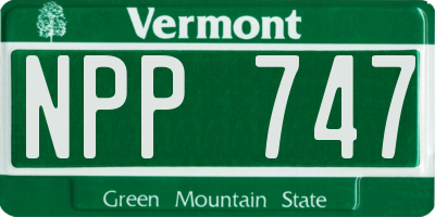 VT license plate NPP747