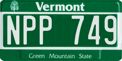 VT license plate NPP749