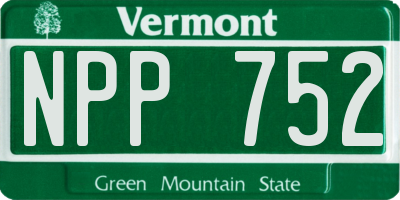 VT license plate NPP752