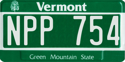 VT license plate NPP754