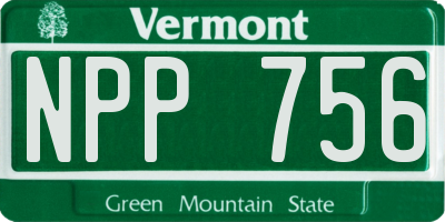 VT license plate NPP756