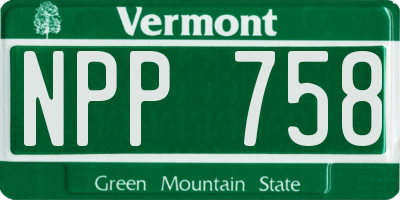 VT license plate NPP758
