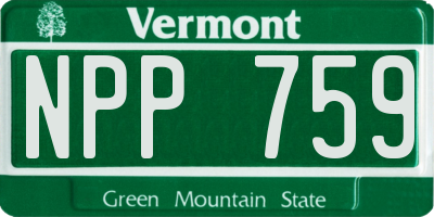 VT license plate NPP759