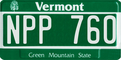 VT license plate NPP760